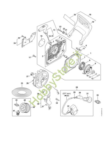 Picture of Dispositivo di avviamento, Protezione mano, Impianto di accesione MS 400 C-M