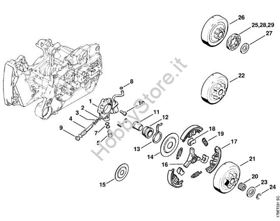 Pompa olio, frizione Motoseghe a benzina (MS) MS 440 della marca STIHL