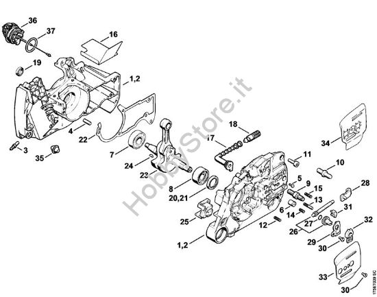 Carter albero a gomito, albero a gomito Motoseghe a benzina (MS) MS 440-D della marca STIHL