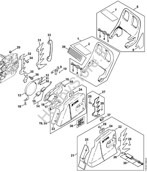 Freno catena, coperchio rocchetto catena Motoseghe a benzina (MS) MS 440-D della marca STIHL