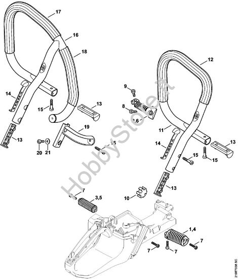 Sistema AV, Manico tubolare Motoseghe a benzina (MS) MS 441 C-MQ della marca STIHL