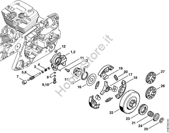 Pompa olio, frizione Motoseghe a benzina (MS) MS 441 C-Q della marca STIHL