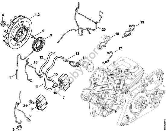 Impianto di accesione, Fascio di cavi Motoseghe a benzina (MS) MS 441-W della marca STIHL