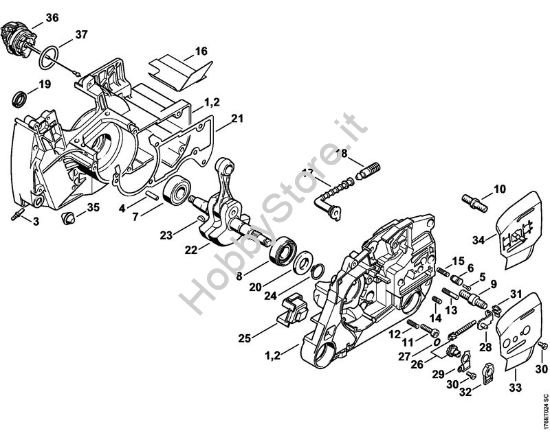 Carter albero a gomito, albero a gomito Motoseghe a benzina (MS) MS 460-W della marca STIHL