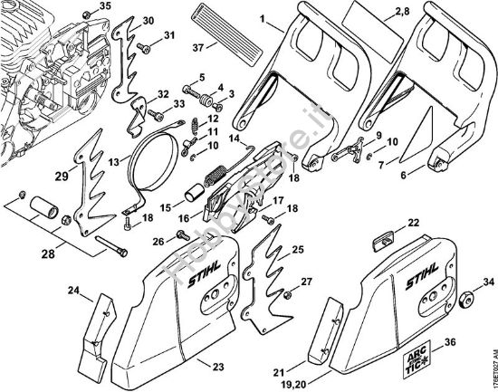 Freno catena, coperchio rocchetto catena Motoseghe a benzina (MS) MS 460-Z Magnum della marca STIHL