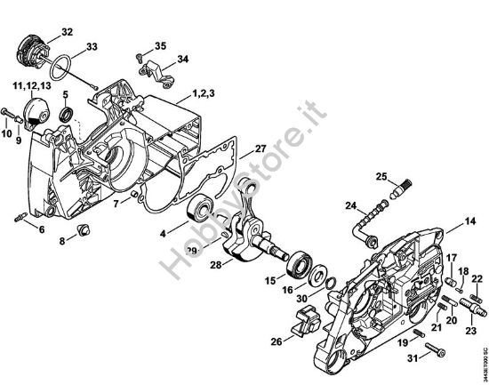 Carter albero a gomito, albero a gomito Motoseghe a benzina (MS) MS 461 della marca STIHL