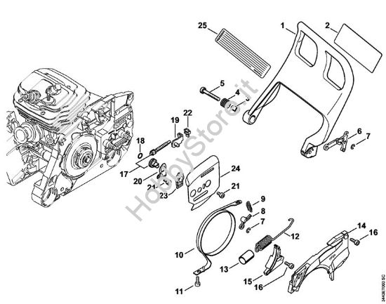 Protezione mano, freno catena, Dispositivo tendicatena Motoseghe a benzina (MS) MS 461 della marca STIHL