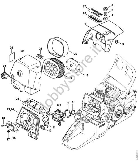 Cappottatura, filtro aria Motoseghe a benzina (MS) MS 461-VW della marca STIHL