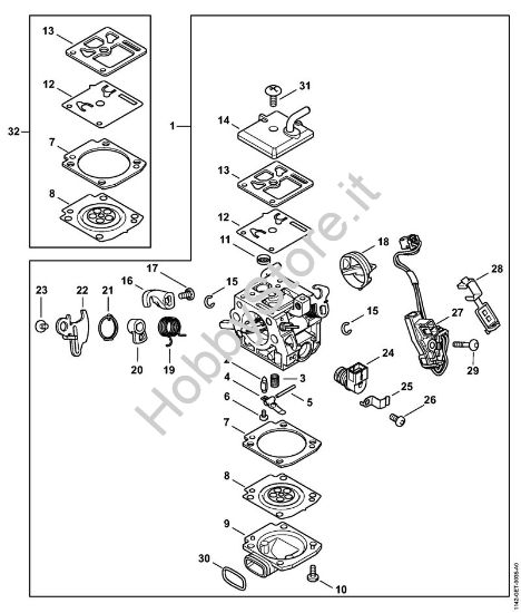 Carburatore 1142/07 Motoseghe a benzina (MS) MS 462 C-M R RettungssÃ¤ge della marca STIHL