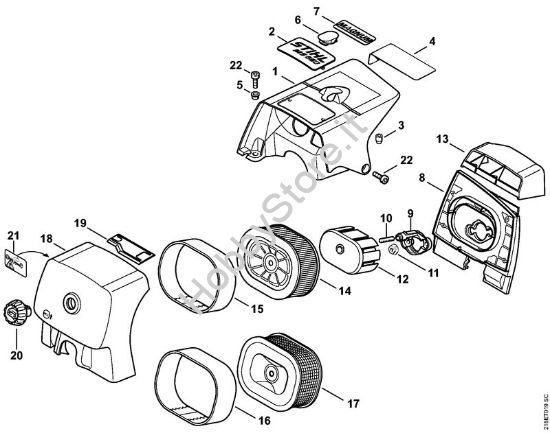 Cappottatura, filtro aria Motoseghe a benzina (MS) MS 650 Magnum BR della marca STIHL