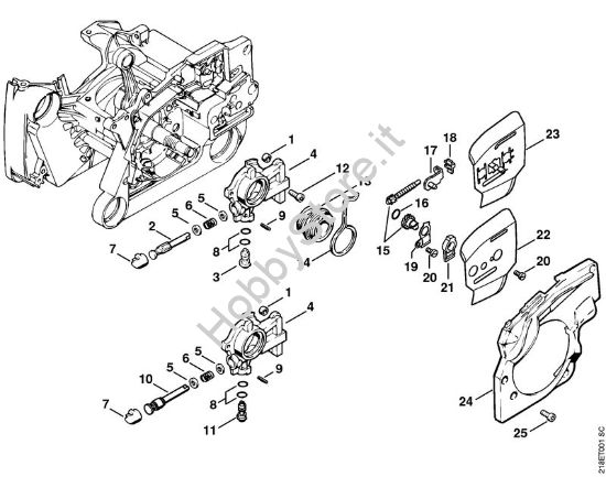 Pompa olio, dispositivo tendicatena Motoseghe a benzina (MS) MS 650 Magnum BR della marca STIHL