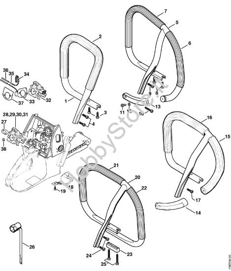 Manico tubolare Motoseghe a benzina (MS) MS 660 della marca STIHL