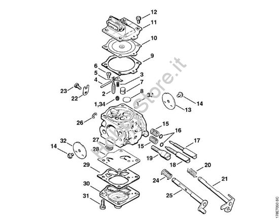 Carburatore WJ-67 Motoseghe a benzina (MS) MS 660-W della marca STIHL