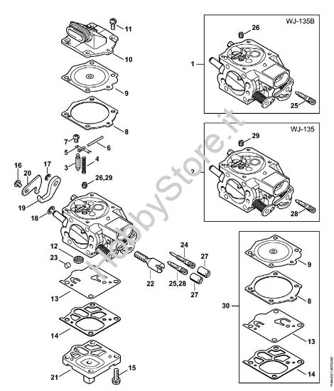 Carburatore WJ-135 Motoseghe a benzina (MS) MS 661 della marca STIHL