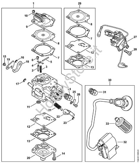 Carburatore WJ-134 Motoseghe a benzina (MS) MS 661 C-M della marca STIHL