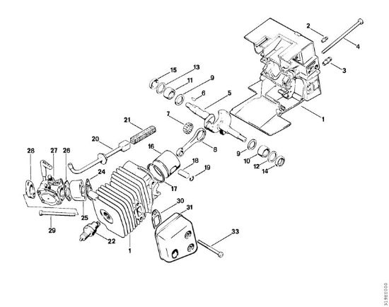 Carter albero a gomito, pistone Decespugliatori (FS) FS 151 della marca STIHL