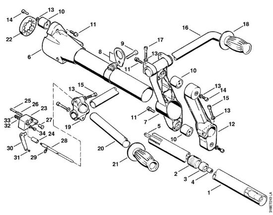 Stelo, supporto a tubo, manico tubolare Decespugliatori (FS) FS 202 della marca STIHL
