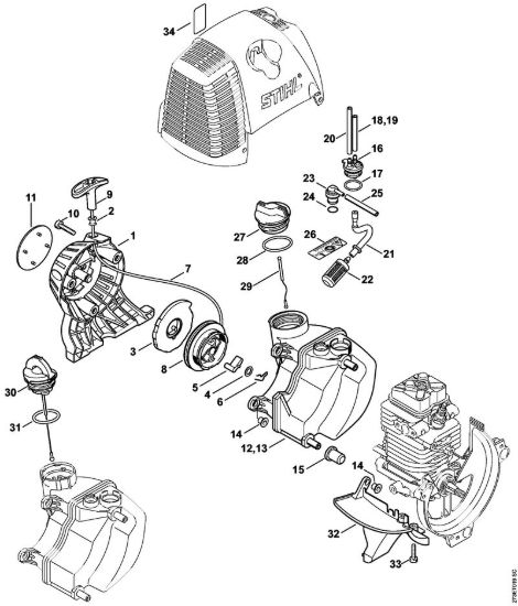 Dispositivo di avviamento, serbatoio carburante Decespugliatori (FS) FS 310 della marca STIHL