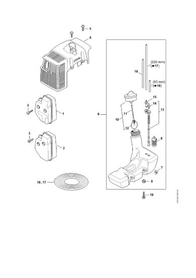 Picture of Silenziatore, cappottatura, Serbatoio carburante FS 350