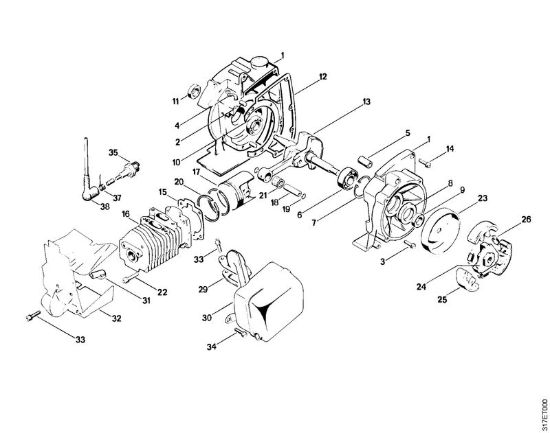 Carter albero a gomito, cilindro, frizione Decespugliatori (FS) FS 410 (4110) della marca STIHL