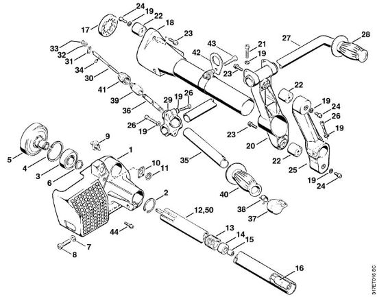 Scatola frizione, supporto a tubo Decespugliatori (FS) FS 410 (4110) della marca STIHL