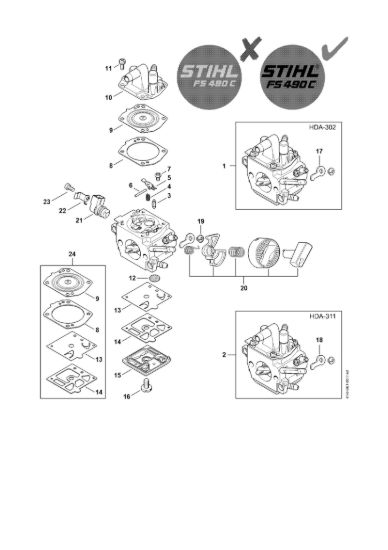Picture of Carburatore HDA-302, HDA-311 FS 490 C-EM