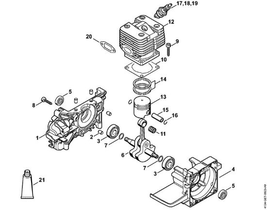 Carter albero a gomito, cilindro FS 200, 200 R Decespugliatrici (FS) FS 200 R della marca STIHL