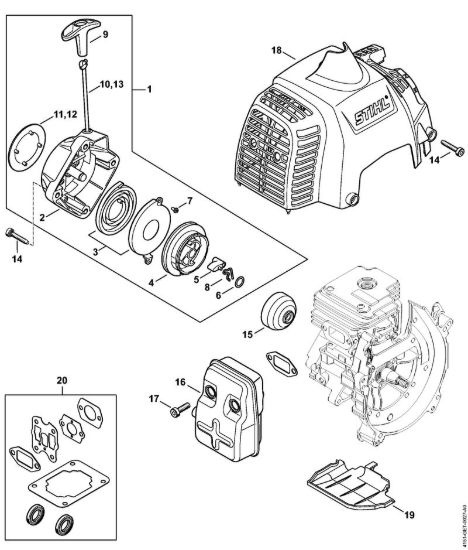 Dispositivo avviamento, silenziatore Decespugliatrici (FS) FS 235 R della marca STIHL