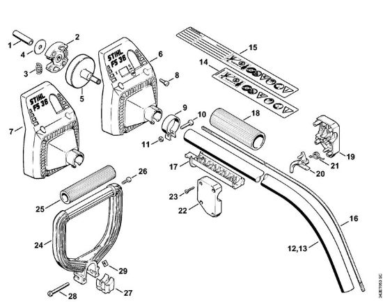 Frizione, stelo FS 36 Decespugliatrici (FS) FS 36 R della marca STIHL