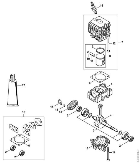 Carter albero a gomito, cilindro Decespugliatrici (FS) FS 56 C-E della marca STIHL