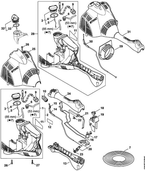 Carcassa motore (Impugnatura circolare) Decespugliatrici (FS) FS 56 RC-E della marca STIHL