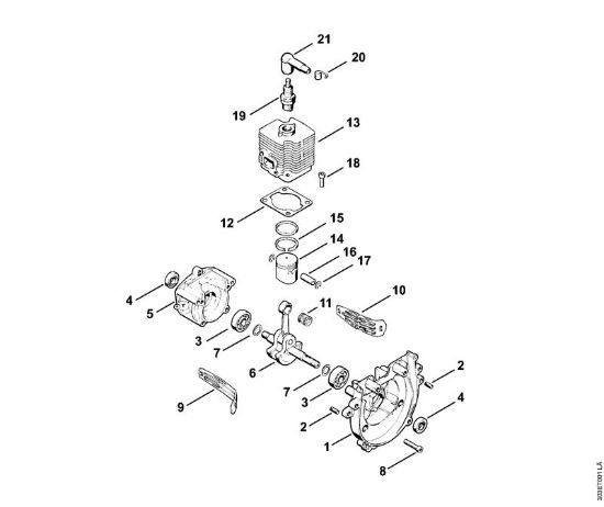 Carter albero a gomito, cilindro Decespugliatrici (FS) FS 66 della marca STIHL