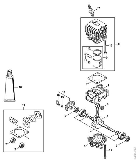 Carter albero a gomito, cilindro Decespugliatrici (FS) FS 70 C-E della marca STIHL