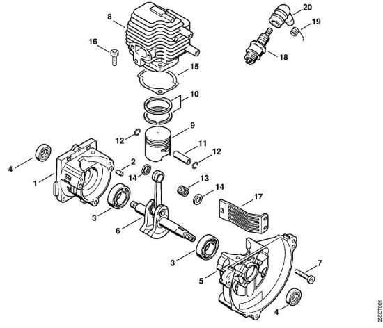 Carter albero a gomito, cilindro Decespugliatrici (FS) FS 74 della marca STIHL
