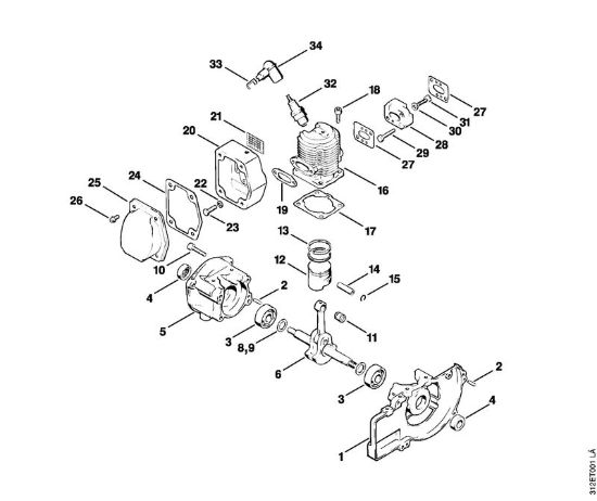 Carter albero a gomito, cilindro Decespugliatrici (FS) FS 80 AVRE della marca STIHL