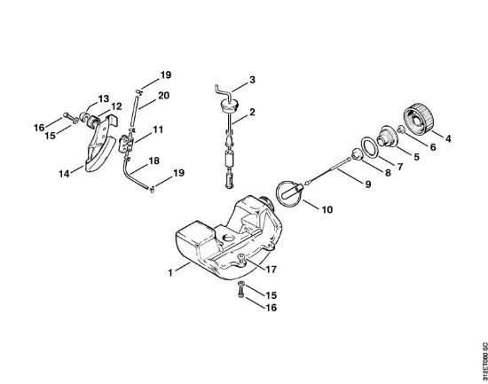 Serbatoio carburante, pompa Decespugliatrici (FS) FS 80 E della marca STIHL