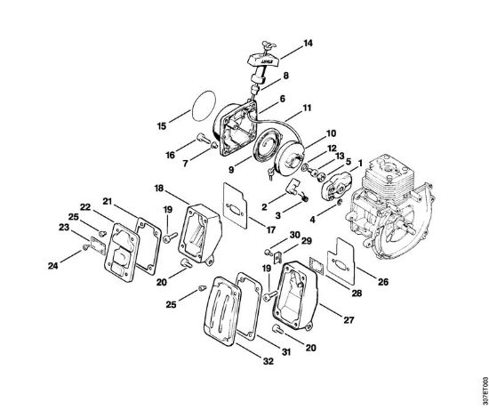 Dispositivo avviamento, silenziatore Decespugliatrici (FS) FS 81 della marca STIHL