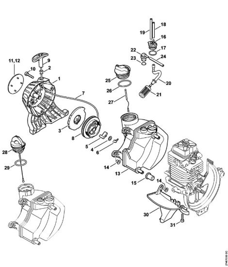 Dispositivo di avviamento, serbatoio carburante Decespugliatrici (FS) FS 87 della marca STIHL