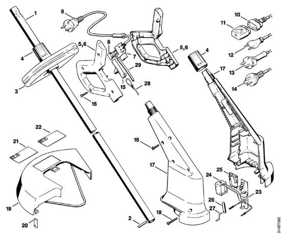 Impugnatura, corpo Trimmer elettrici (FE, FSE) FE 35 della marca STIHL