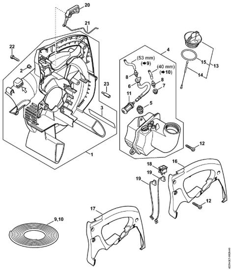 Carter soffiatore interno Soffiatori (BG, BR) BG 50 della marca STIHL