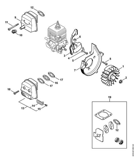 Impianto di accesione, silenziatore Soffiatori (BG, BR) BG 55 C Z KAT della marca STIHL