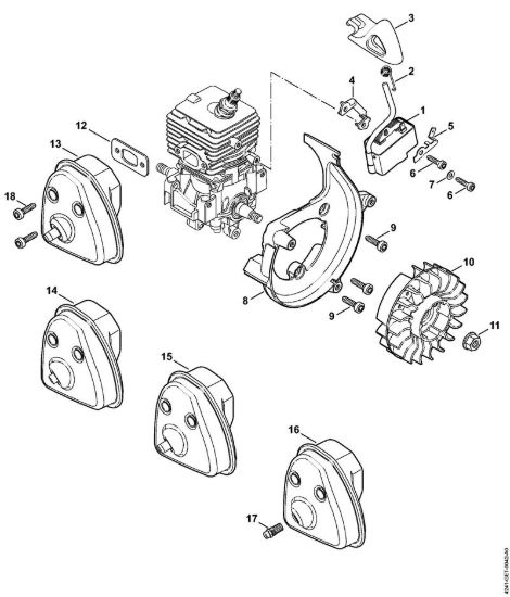 Impianto di accesione, silenziatore Soffiatori (BG, BR) BG 56-D della marca STIHL