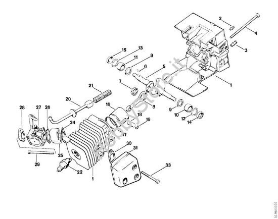 Carter albero a gomito, pistone Decespugliatori (FS) FS 151 della marca STIHL