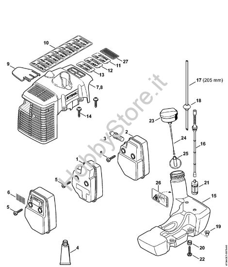 Silenziatore, cappottatura, Serbatoio carburante    809 249 646 (10.2016) Decespugliatori (FS) FS 200 della marca STIHL