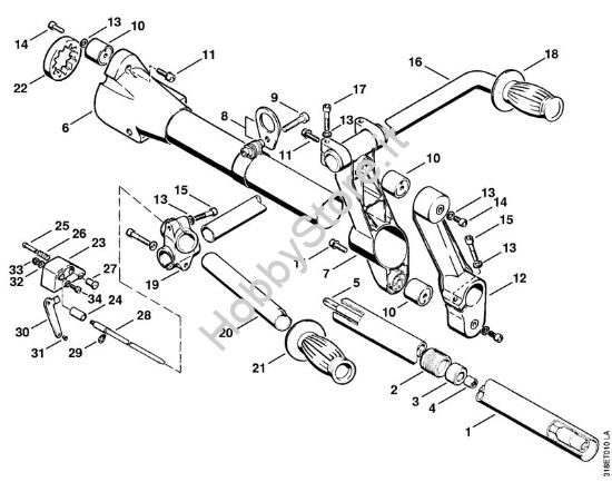 Stelo, supporto a tubo, manico tubolare Decespugliatori (FS) FS 202 della marca STIHL