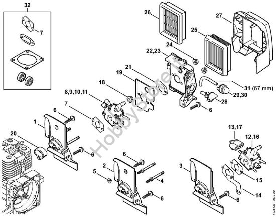 Corpo carburatore, filtro aria Decespugliatori (FS) FS 300 della marca STIHL