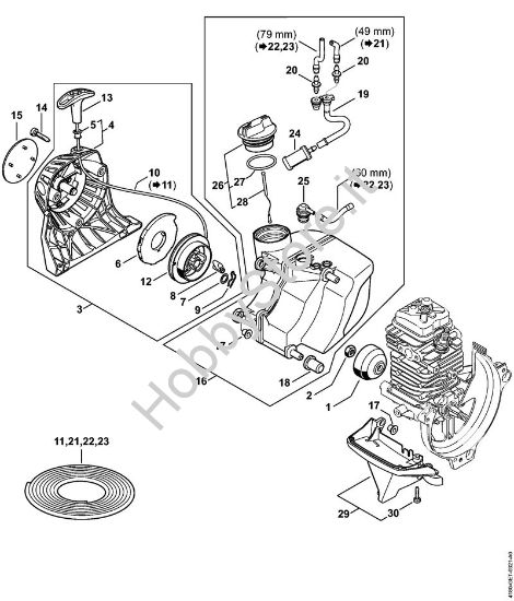 Dispositivo di avviamento, serbatoio carburante Decespugliatori (FS) FS 311 della marca STIHL