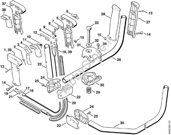 Manico tubolare, impugnatura di comando    20 355 198 Decespugliatori (FS) FS 360 della marca STIHL