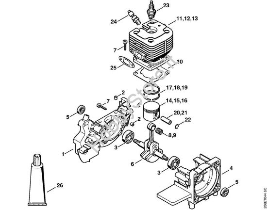 Carter albero a gomito, cilindro Decespugliatori (FS) FS 400-L della marca STIHL