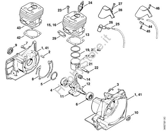 Carter albero a gomito, cilindro Decespugliatori (FS) FS 420 della marca STIHL